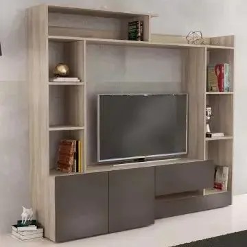 Parete Soggiorno Entry Olmo e Grigio - Dimensioni: cm 180 x 28/40 x 165 h