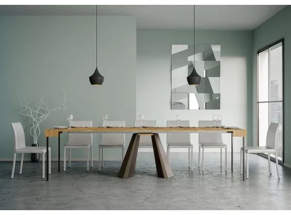 Consolle allungabile DIAMANTE 90x40/300 cm Quercia Natura telaio Orso