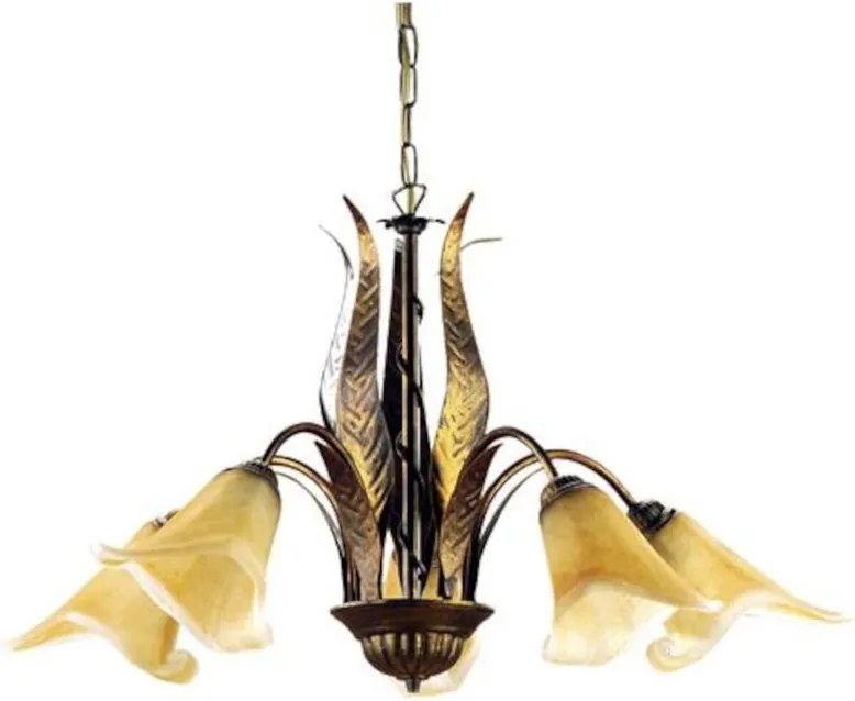Lampadario Rustico Lampadario Rustico Olga 5x E14 marrone paralume marrone 5x E14