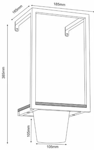 Vaso da fiori da parete 38x18 cm nero