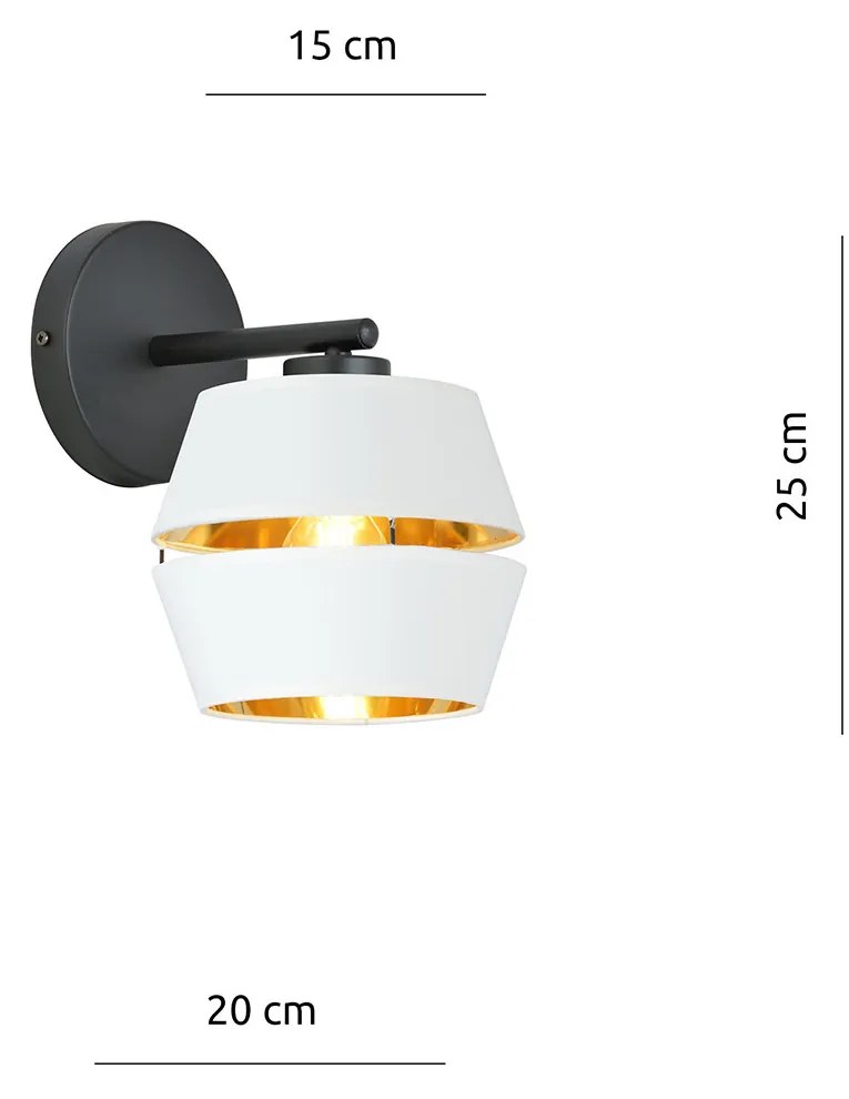 Applique Contemporanea 1 Luce Bellerofonte In Metallo Bianco E Oro