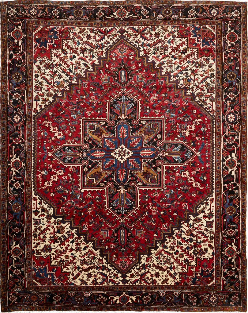 Heriz Tappeto 260x330 Rosso (Iran) Annodato A Mano