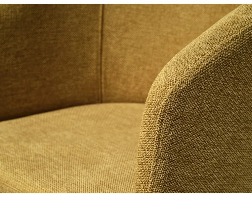 Sedia da pranzo color senape in imbottito con braccioli Easton – Unique Furniture