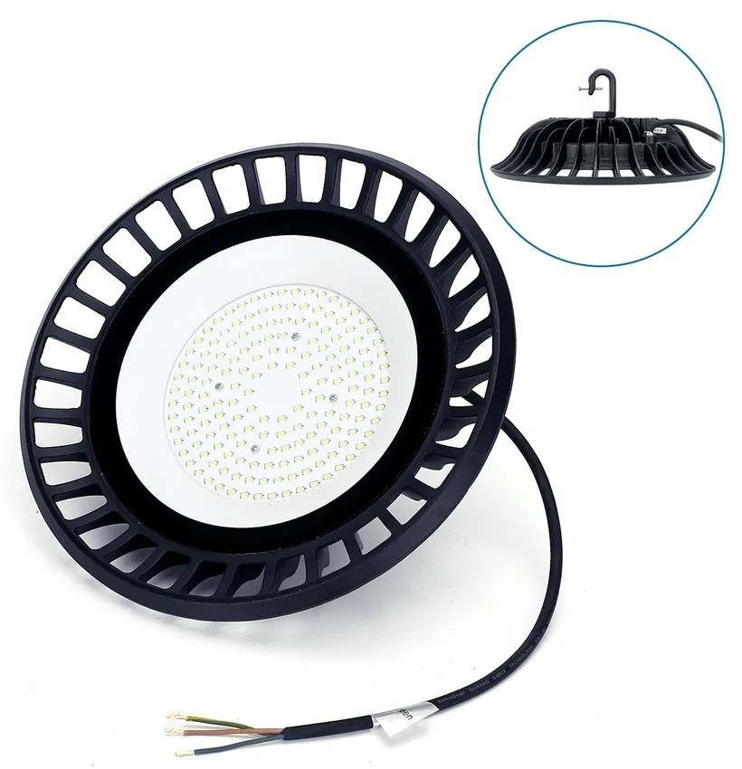 Campana Led industriale UFO Slim 100W Nera IP65 Bianco Neutro 4000K Aigostar