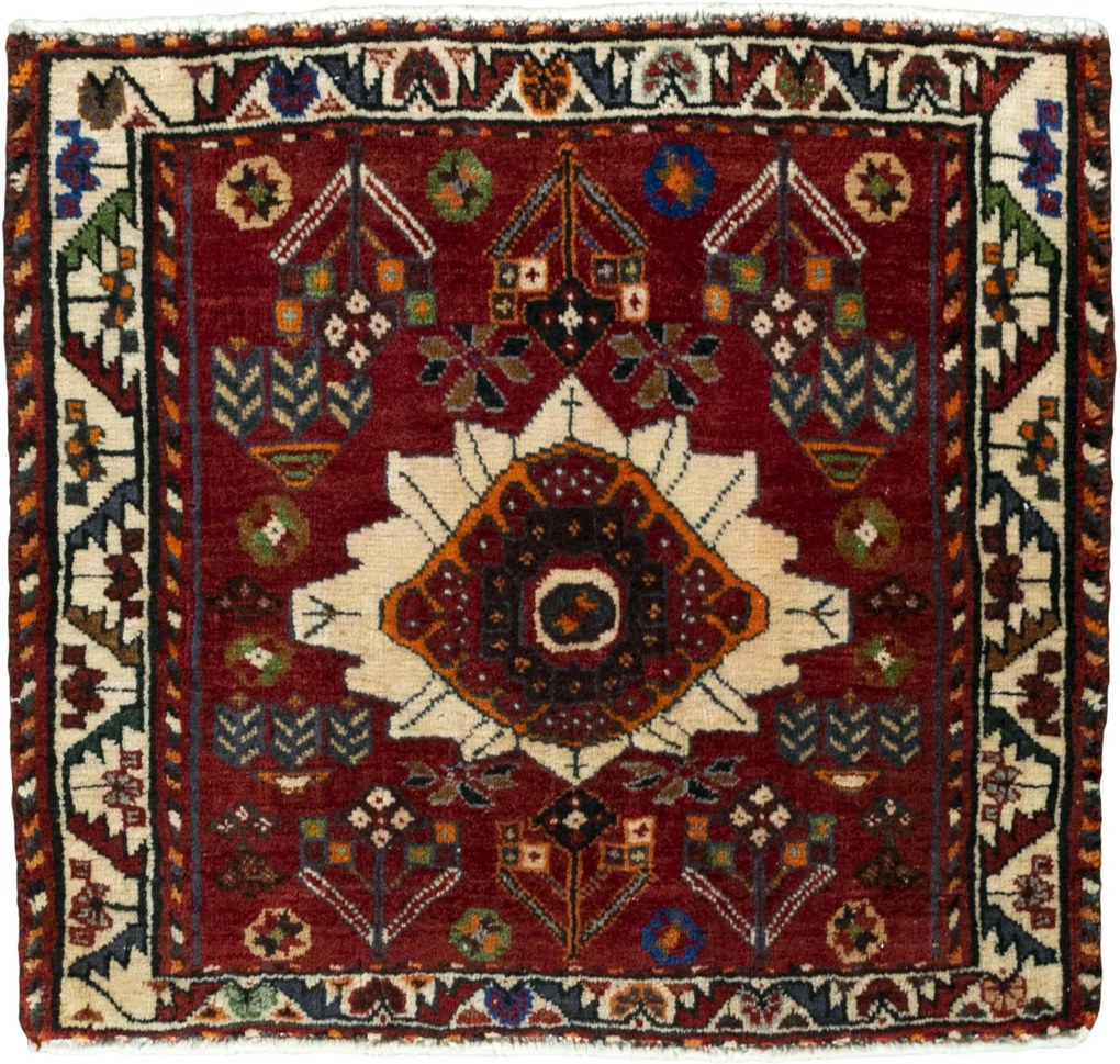Shiraz Tappeto 60 x 60 Rosso (Iran) Annodato A Mano