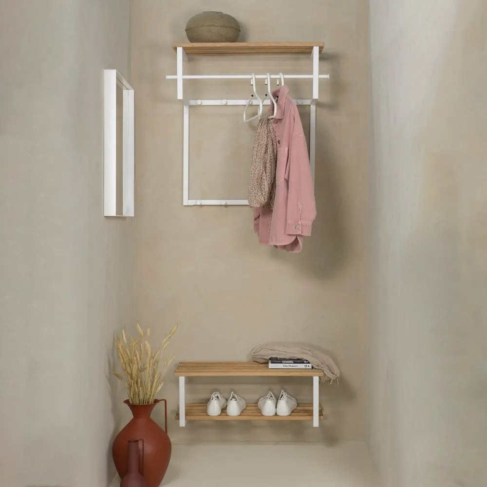 Scarpiera bianca/di colore naturale in metallo da parete 71x26x34 cm Marco – Spinder Design