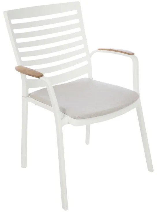 Sedia da giardino con cuscino grigio / argento e braccioli Portals SCANCOM struttura in alluminio, seduta in alluminio beige