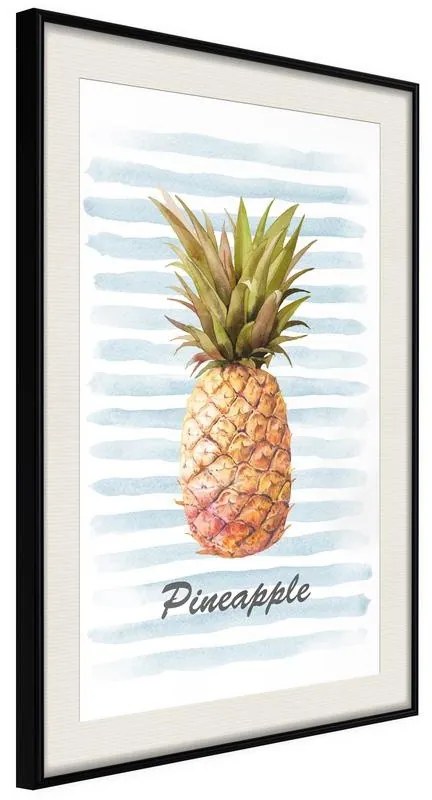 Poster Pineapple on Striped Background