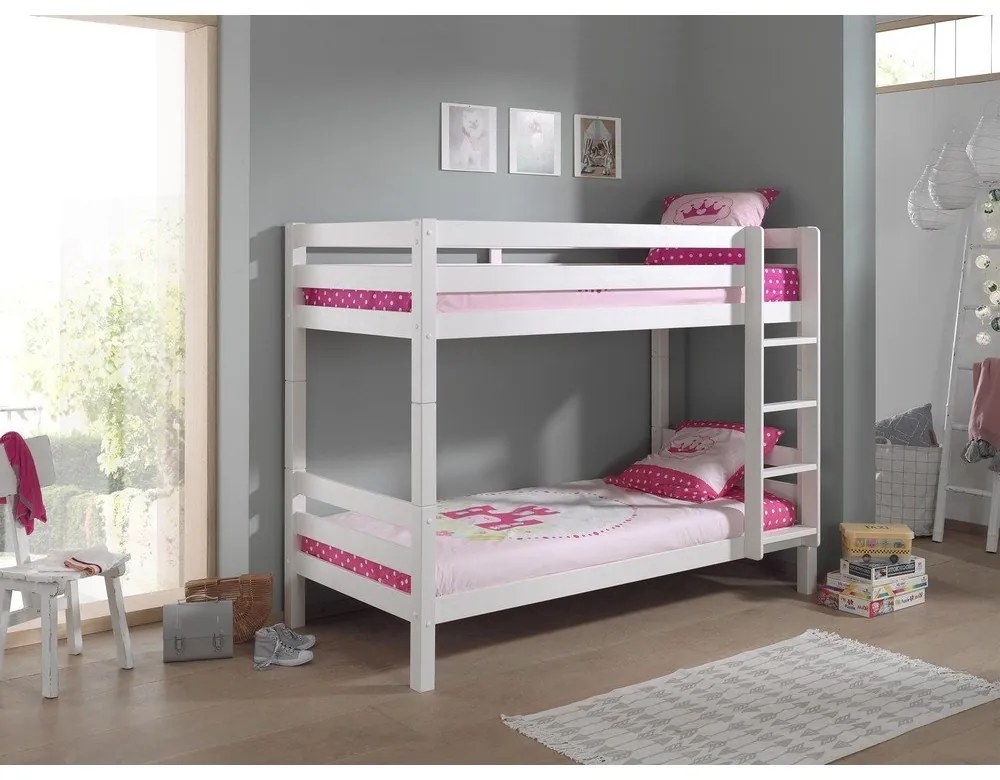 Letto a castello bianco per bambini 90x200 cm Pino - Vipack