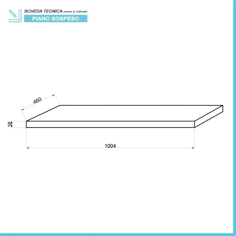 Mensola per lavabo dappoggio 100 cm in legno rovere naturale Linea