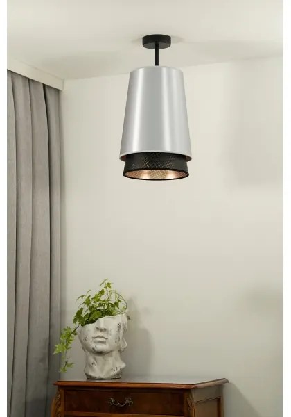 Duolla - Lampadario a plafone BELL SHINY 1xE27/15W/230V diametro 25 cm argento/nero