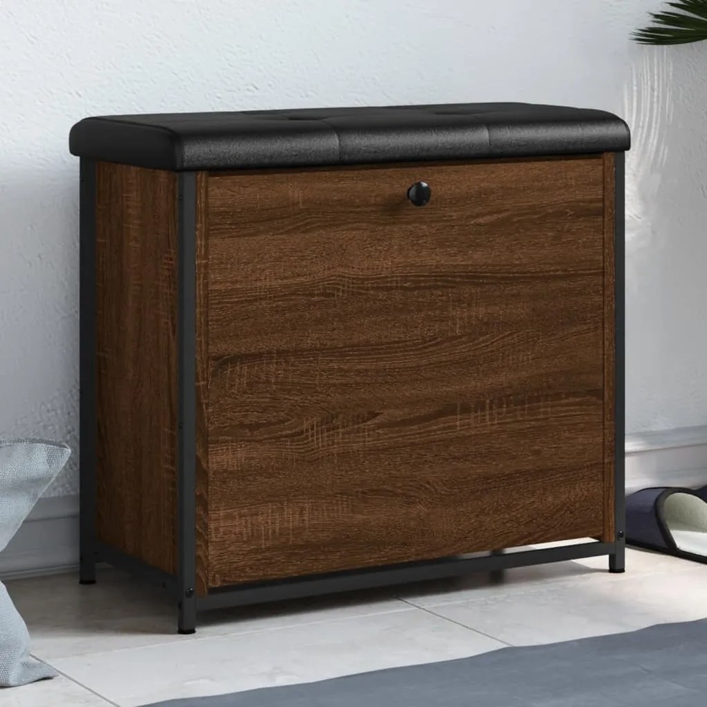 Panca portascarpe cassetto ribaltabile rovere marrone 62x32x56