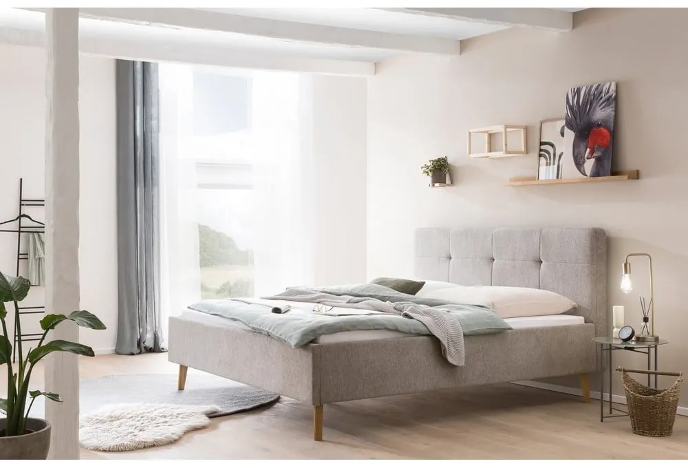 Letto matrimoniale imbottito grigio/marrone rete non inclusa 180x200 cm Smart – Meise Möbel