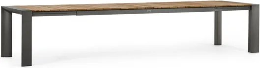 Tavolo Da Esterno In Alluminio Piano In Teak Allungabile 110x253/384 Cm Cameron Antracite Bizzotto