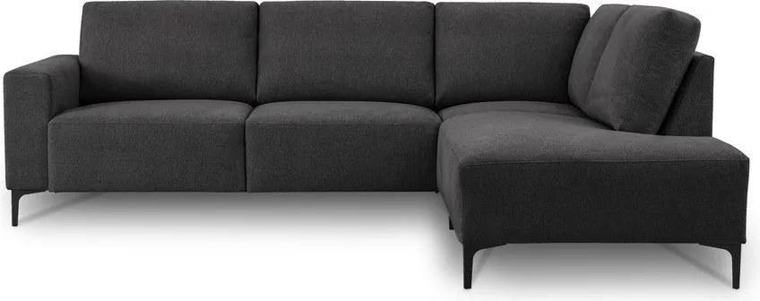 Divano angolare color antracite (con penisola a destra/a L) con rivestimento in ciniglia Fabian – Scandic