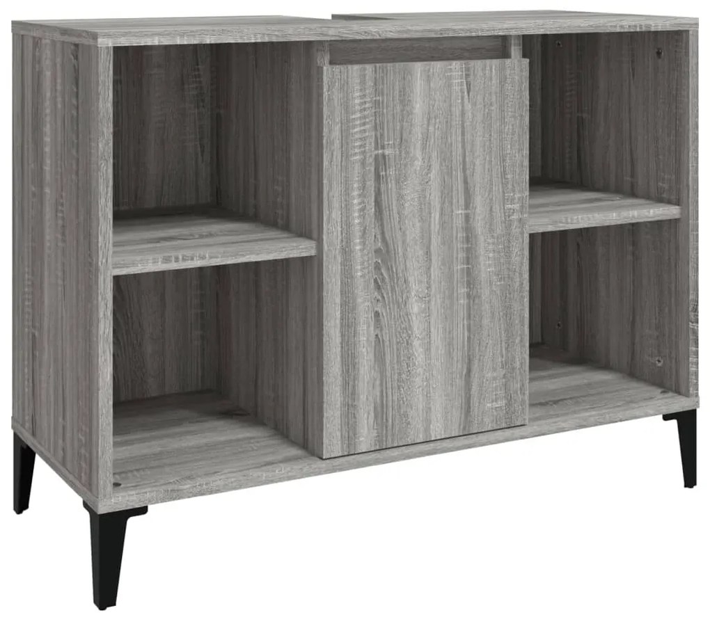 Set mobili da bagno 3 pz grigio sonoma in legno multistrato