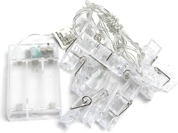 Aigostar - Catena decorativa LED con mollette 20xLED/3xAA 3,3m bianco caldo