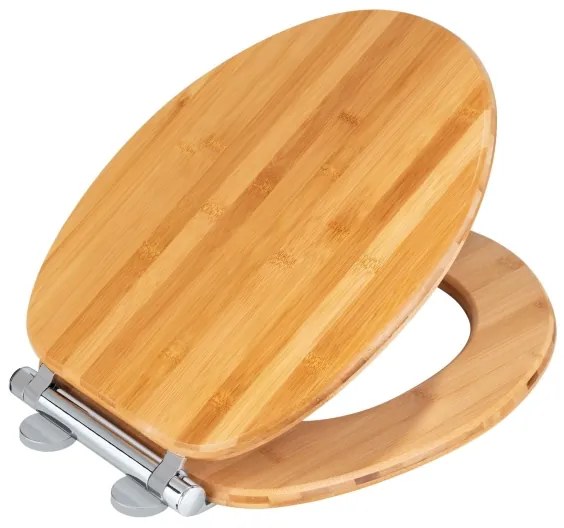 WENKO 25224100 - Sedile WC BAMBOUSA 34,5x40,5 cm marrone/argento