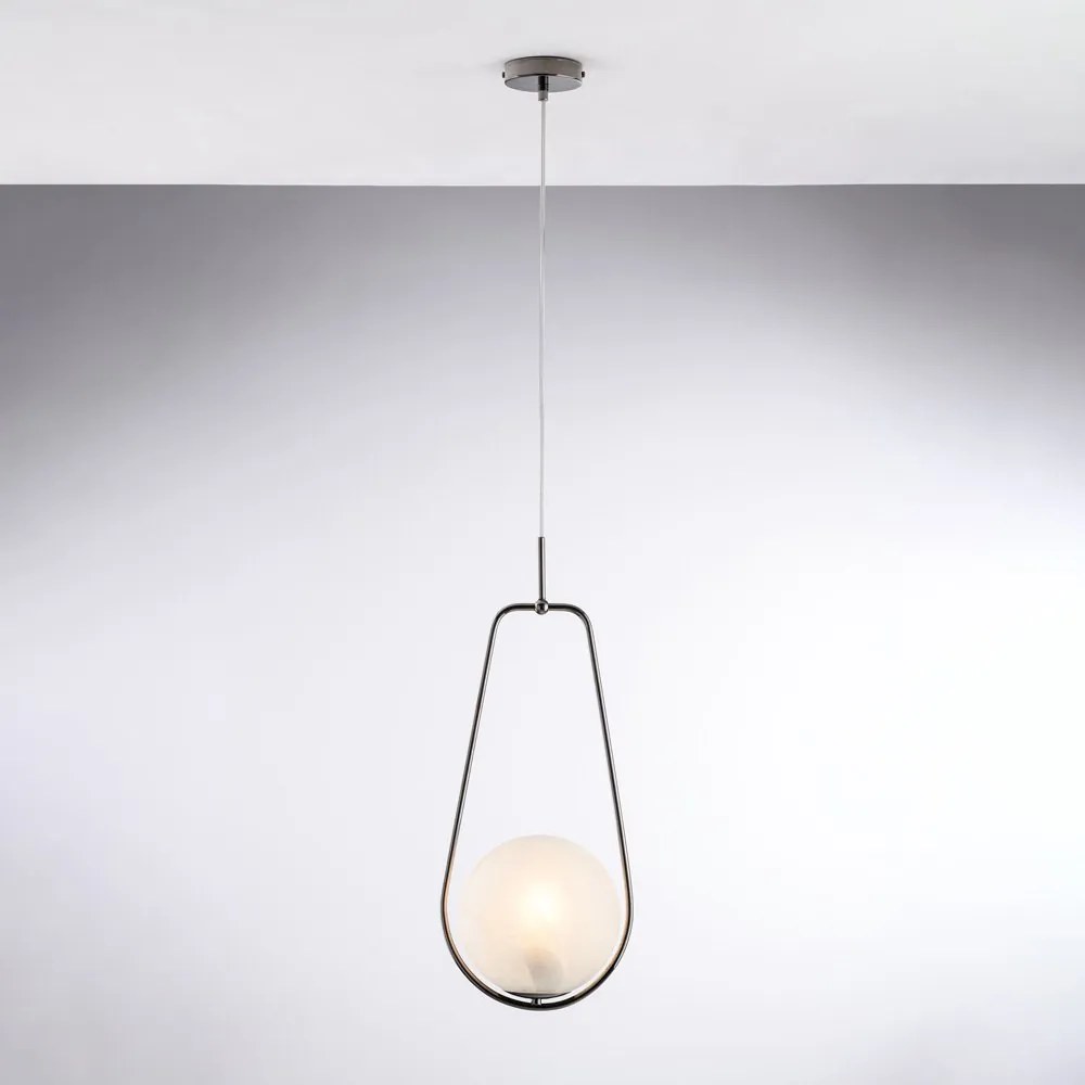 Lampadario Contemporaneo Afrodite Metallo Cromo Nero 1 Luce E27