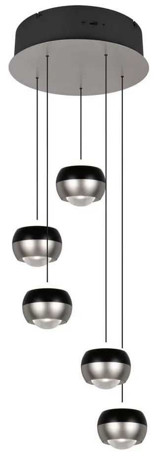Lampadario LED nero e argentato ø 30 cm Orbit – Trio Select