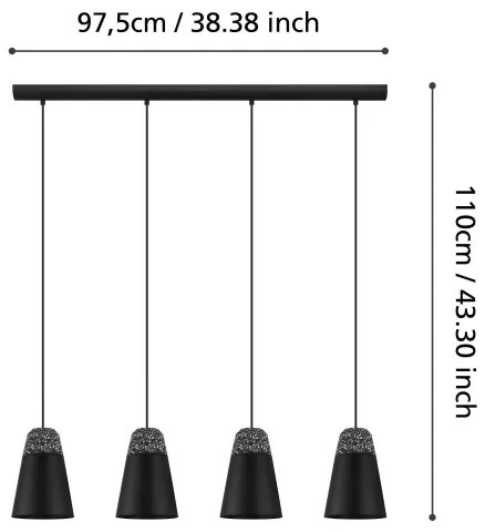 Eglo 99545 - Lampadario su corda CANTERRAS 4xE27/40W/230V