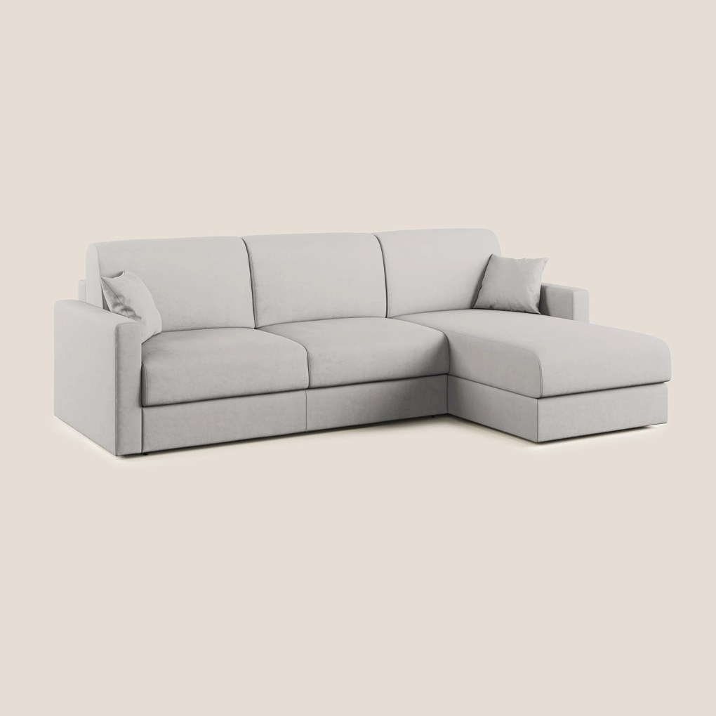 Chris Divano letto angolare con penisola in microfibra smacchiabile T11 grigio chiaro