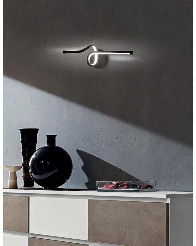 Applique LED design Carola nero, NOVECENTO bianco naturale