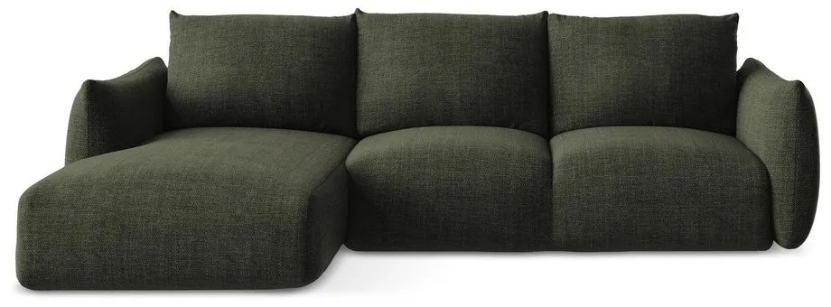 Divano angolare verde allungabile (con penisola a sinistra/con chaise lounge) Leila – Makamii