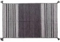 Tappeto moderno Kansas, stile kilim, 100% cotone, nero, 160x90cm