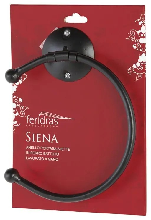 Anello portasalviette da muro in ferro battuto nero linea Siena
