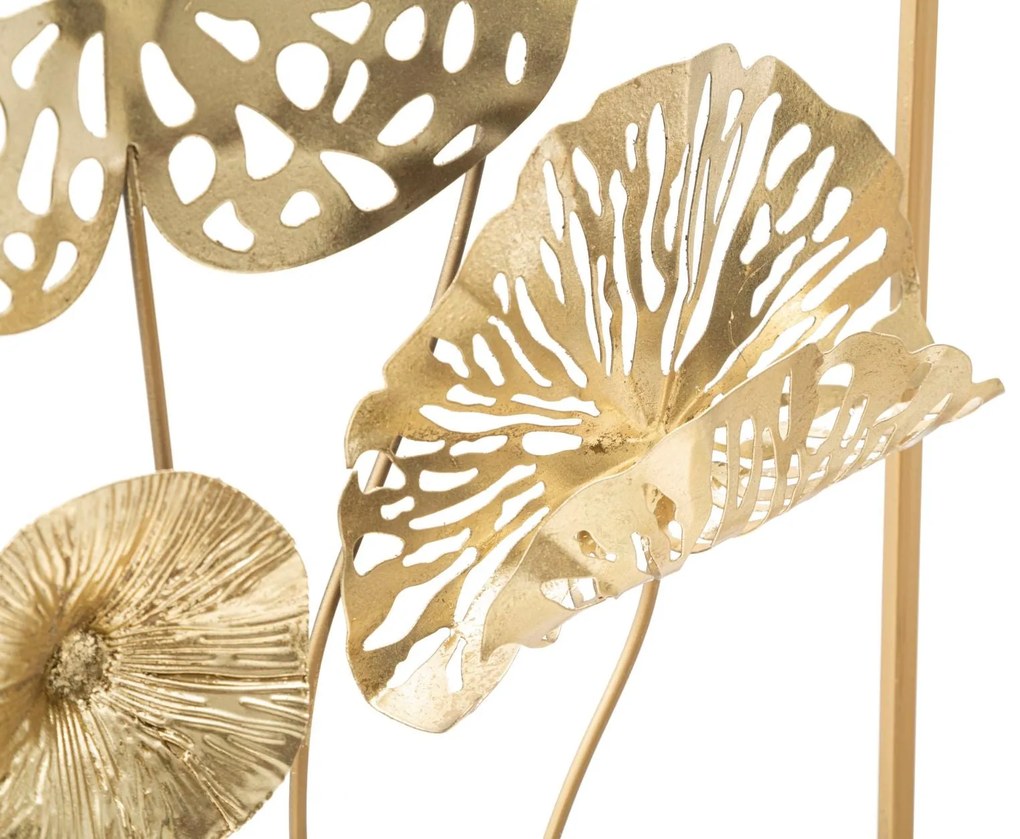 Pannello Decorativo in Ferro con Fiori Dorati cm 50x5x50