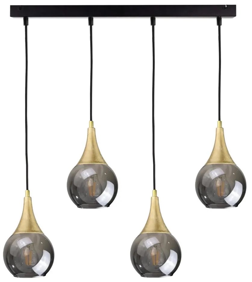 Lampadario a sospensione con filo LACRIMA SMOKY 4xE27/60W/230V
