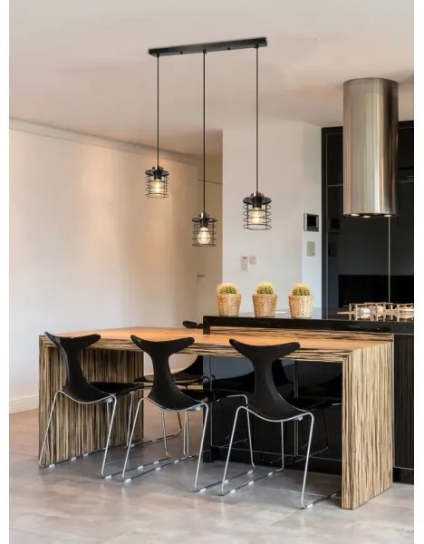 Lampadario a sospensione con filo GLOB 3xE27/40W/230V nero