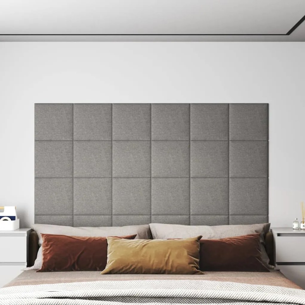 Pannelli Murali 12 Pz Grigio Chiaro 30x30 Cm İn Tessuto 1,08 M² /