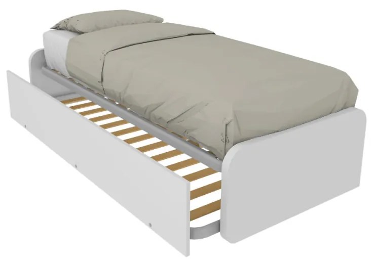 964R - Letto cameretta 80x190  singolo con secondo letto estraibile e testate personalizzabili