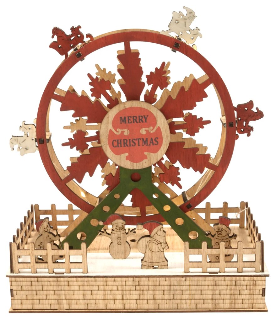 Ruota panoramica in legno 25x12x29 cm decorazione di Natale