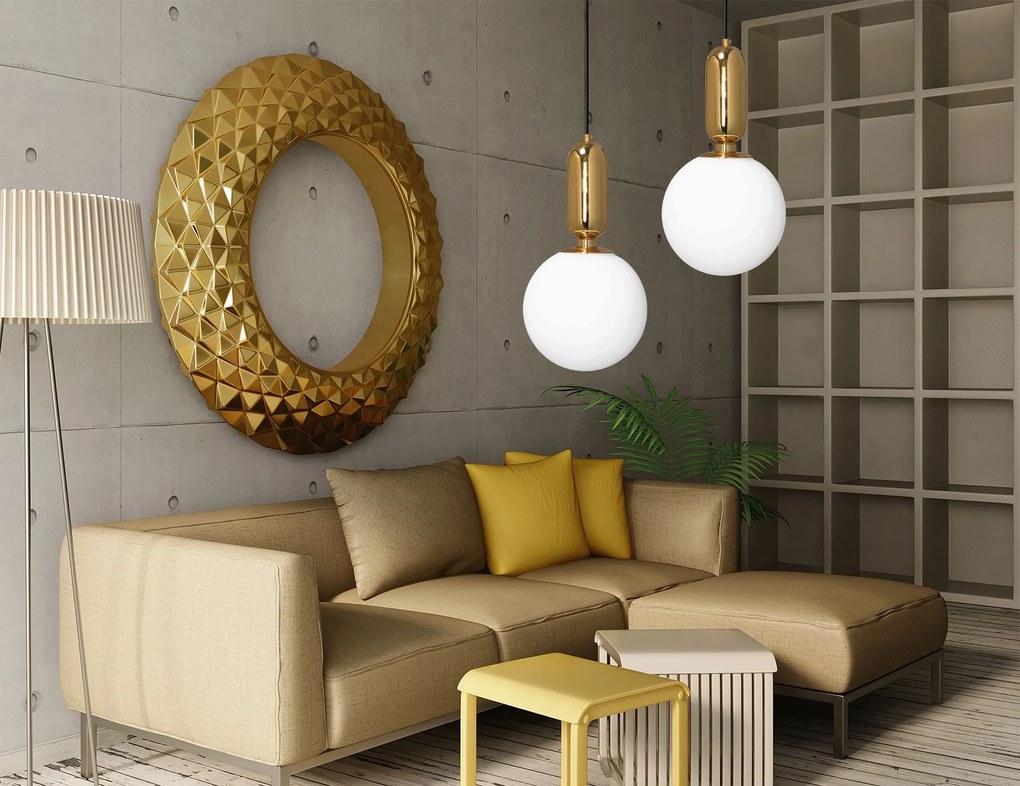 Lampada Da Soffitto Pensile Di Vetro Metallico Oro Gold  APP474-1CP