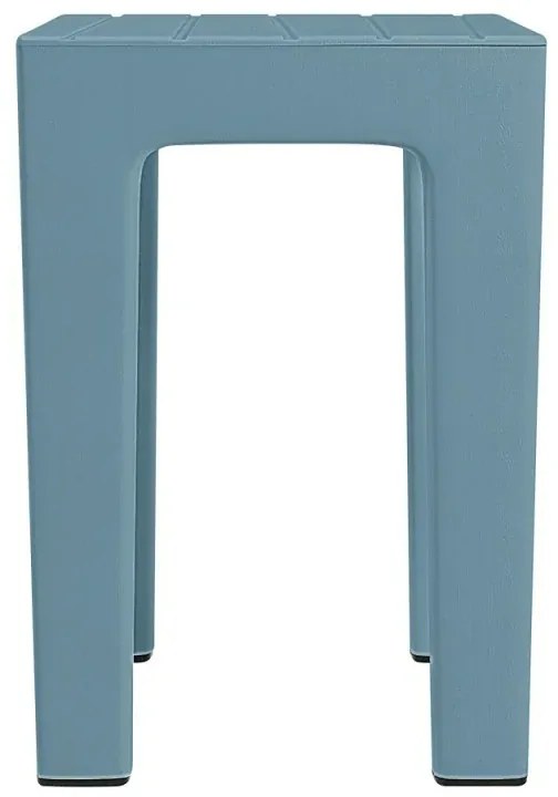 Sgabello bagno Lello multiuso turchese cobalto effetto legno