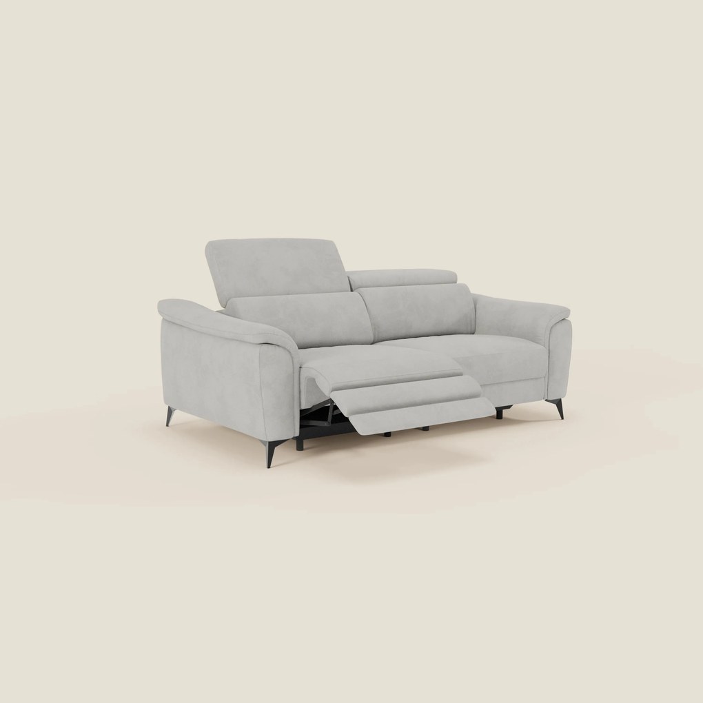 Arcos Divano 3 posti - piedini alti e poggiatesta reclinabili in microfibra impermeabile T11 grigio chiaro