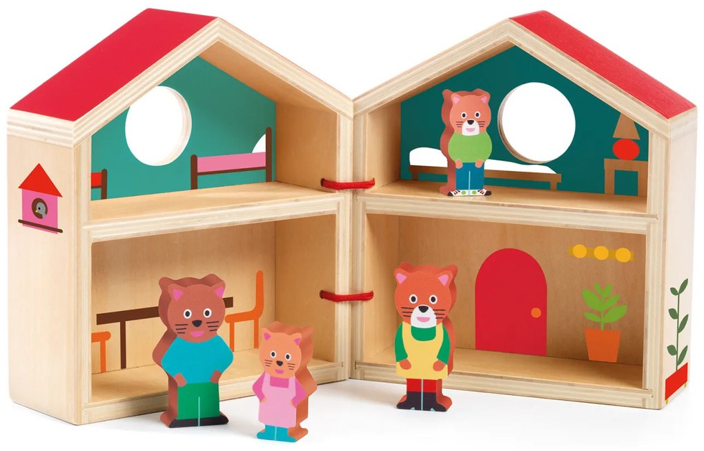 Mini casa di legno con animali