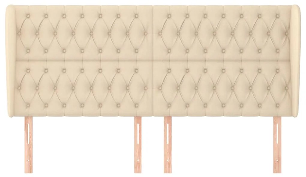 Testiera ad orecchio crema 203x23x118/128 cm in tessuto