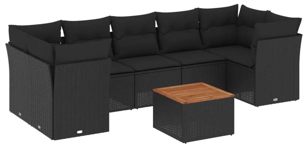 Set divano da giardino 6 pz con cuscini nero in polyrattan