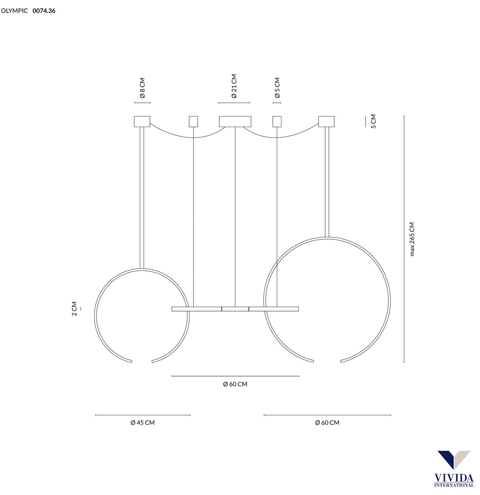 Olympic sospensione 3 luci 80w 3000k - 4000k