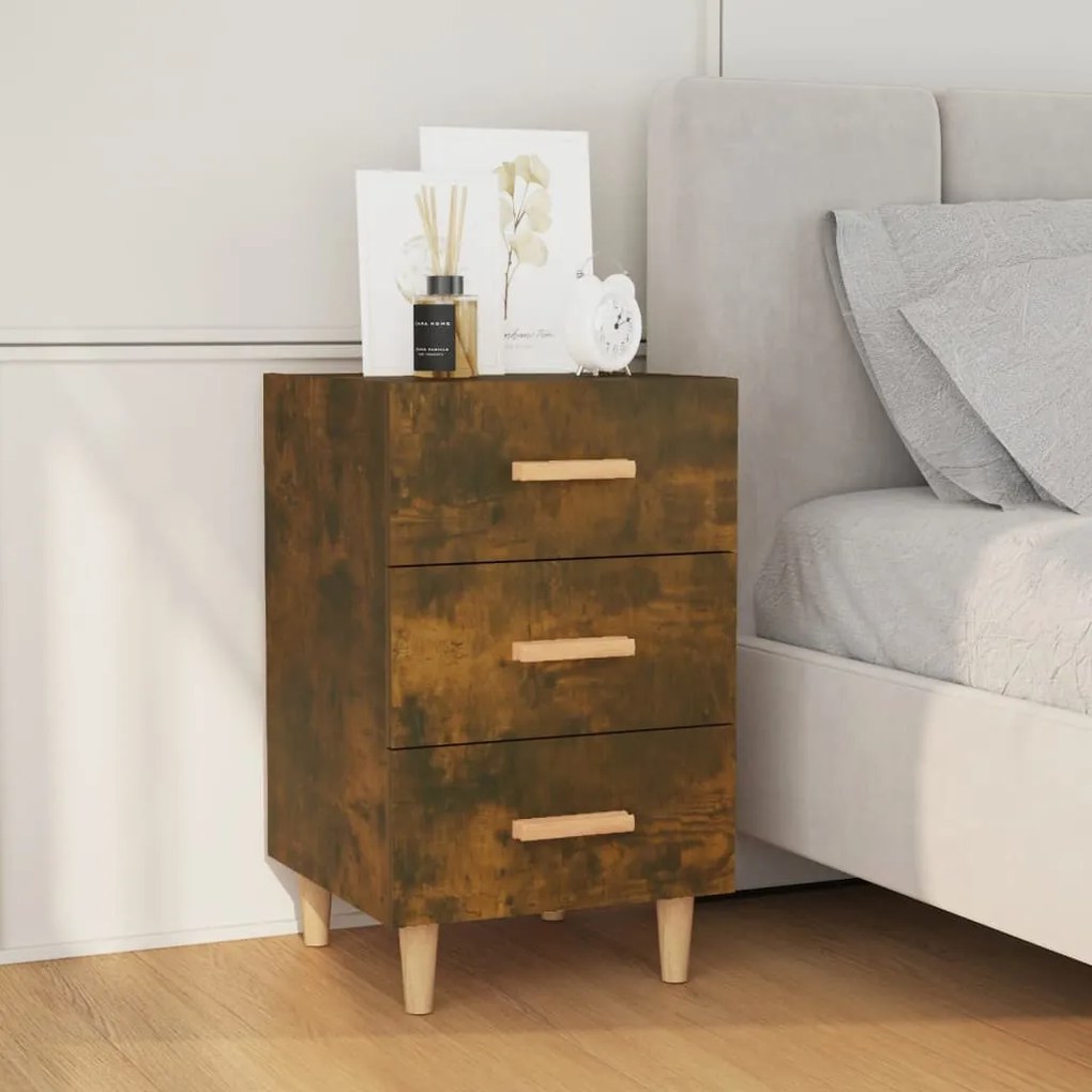 Comodino Rovere Fumo 40x40x66 Cm İn Legno Multistrato /