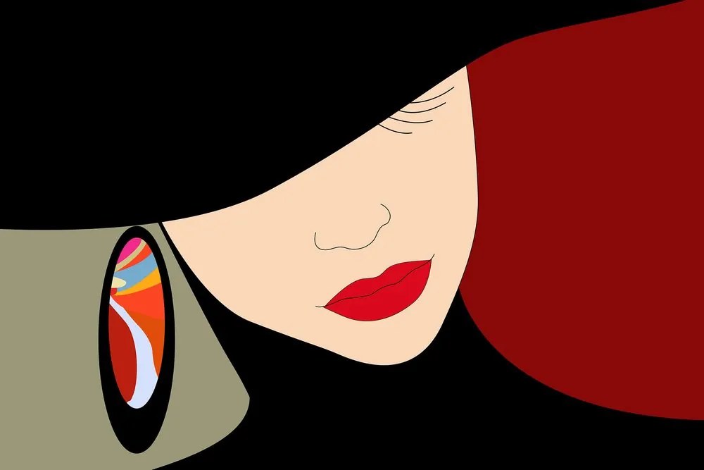 Quadro su tela – Signora elegante con cappello