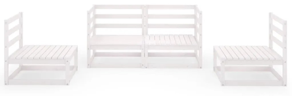 Set divani da giardino 4 pz bianco in legno massello di pino