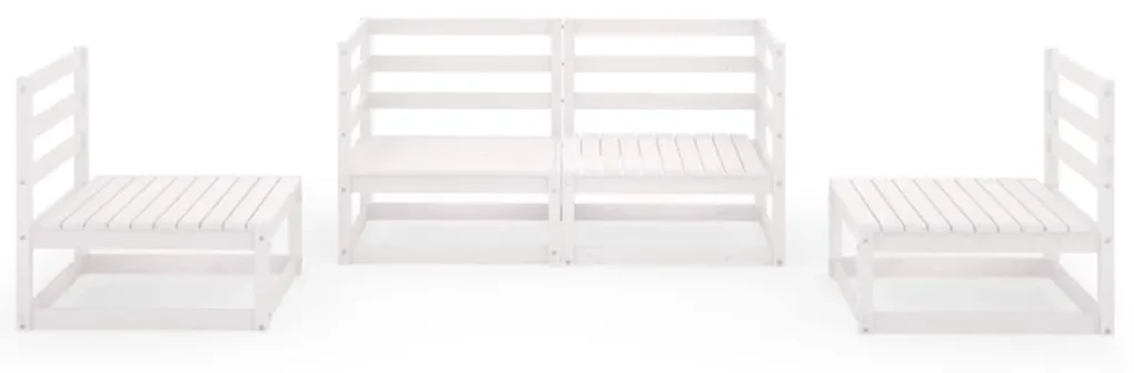 Set divani da giardino 4 pz bianco in legno massello di pino