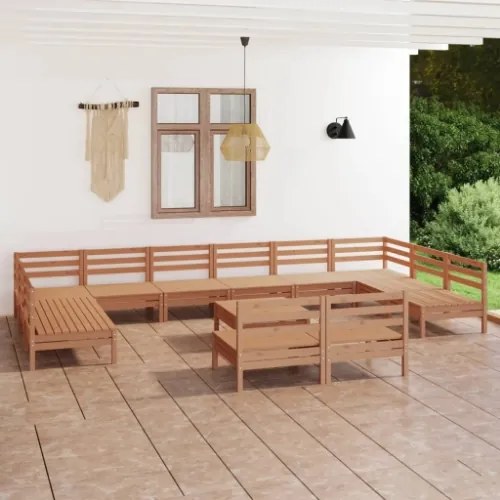 Set Divani da Giardino 13 pz Miele in Legno Massello di Pino