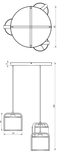 Lampadario su corda JONKO 3xE27/60W/230V