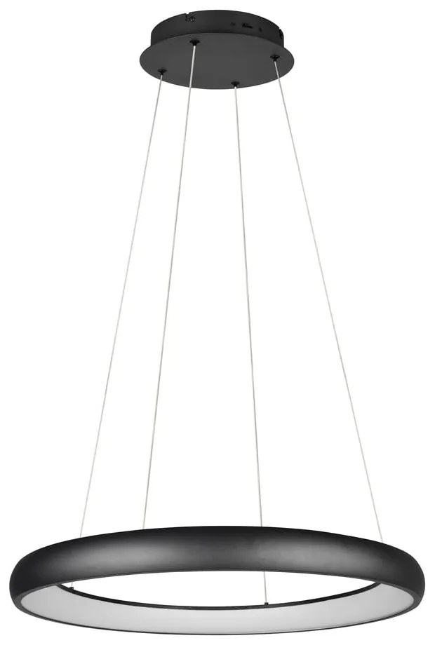 Lampadario nero opaco a LED dimmerabile con paralume in metallo ø 75 cm Cardona - Trio